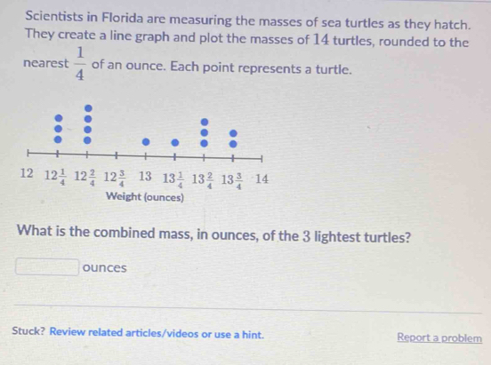 Solved: Scientists in Florida are measuring the masses of sea turtles ...