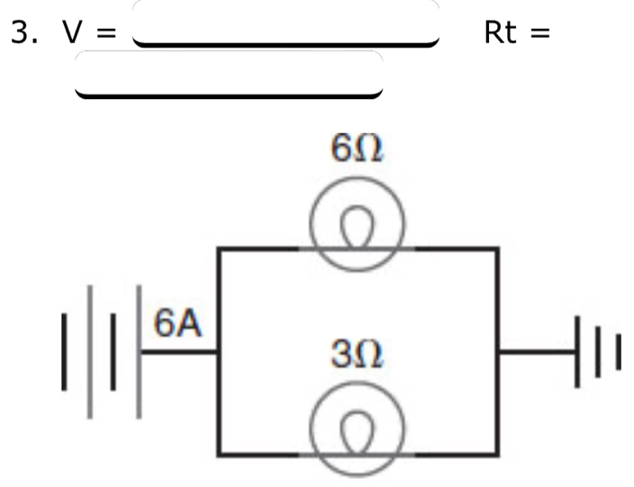 V= Rt=
6Ω
6A
3Ω | |