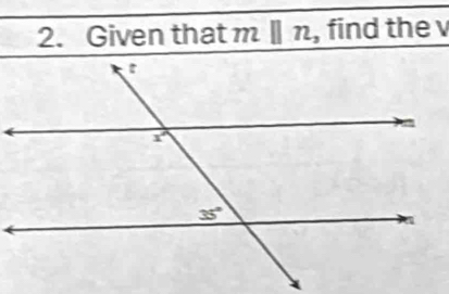 Given that mparallel n , find the v