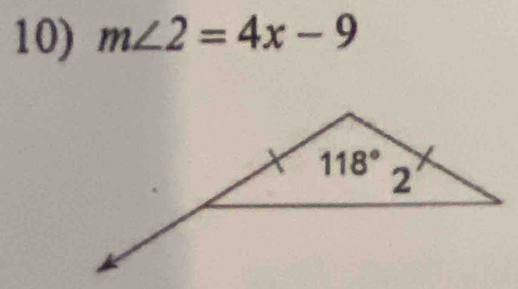 m∠ 2=4x-9