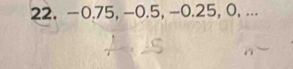 22, -0.75, -0.5, −0.25, 0, ...