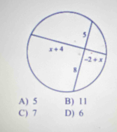 A) 5 B) 11
C) 7 D) 6