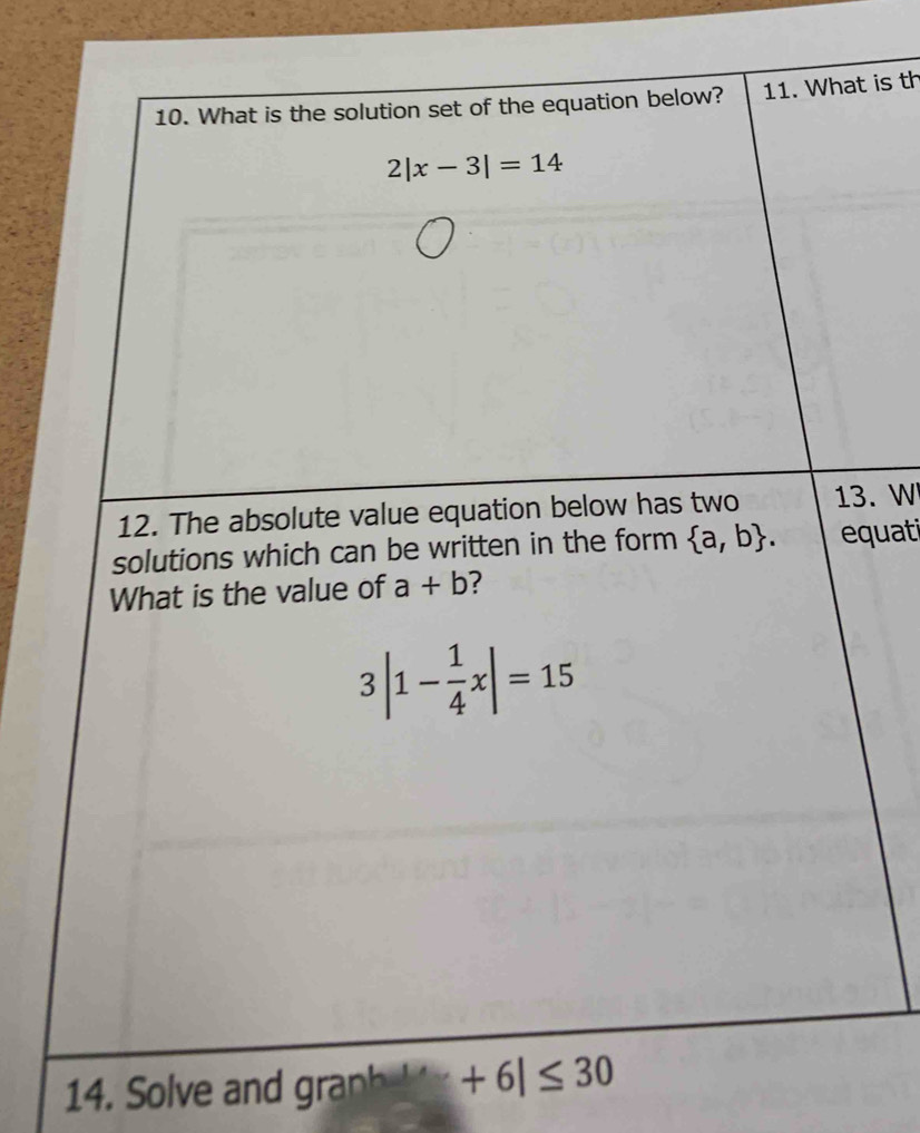 is th
. W
quati
14. Solve and graph