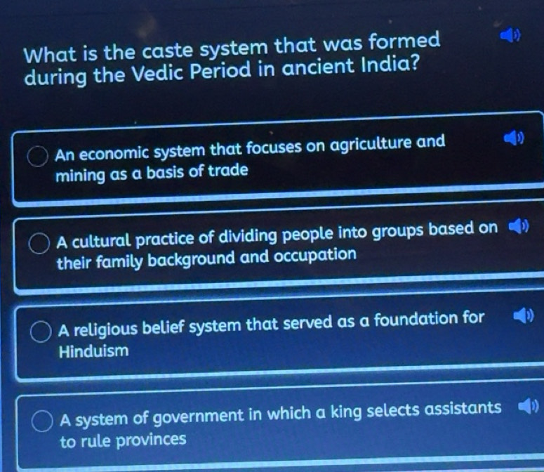 Solved: What is the caste system that was formed during the Vedic ...
