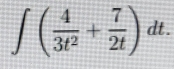 ∈t ( 4/3t^2 + 7/2t )dt.