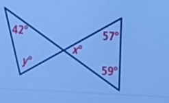 42°
57°
x°
y°
59°