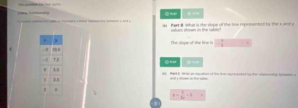 Solved: this question has four parts. Unear Islationship ⑥ PlAy ③ mop a ...