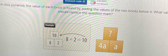 Solved: Calculator Bookwork code: 4E not allowed In this pyramid, the ...