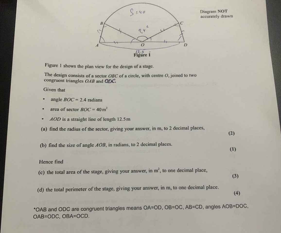 Solved: Diagram NOT accurately drawn Figure 1 shows the plan view for ...