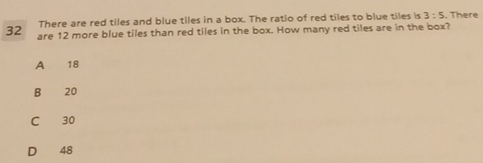 Solved: There are red tiles and blue tiles in a box. The ratio of red ...