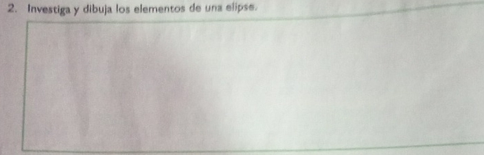 Investiga y dibuja los elementos de una elipse.