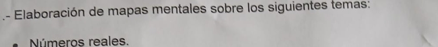 Elaboración de mapas mentales sobre los siguientes temas: 
Números reales.