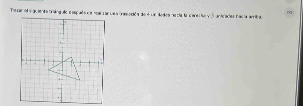 Trazar el siguiente triángulo después de realizar una traslación de 4 unidades hacia la derecha y 3 unidades hacia arriba.