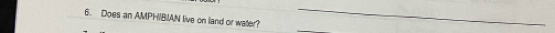 Does an AMPHIBIAN live on land or water? 
_ 
_