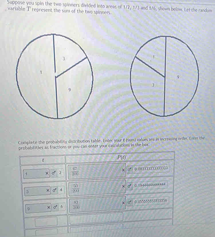Suppose you spin the two spinners divided into areas of 1/2, 1/3 and 1/ ...