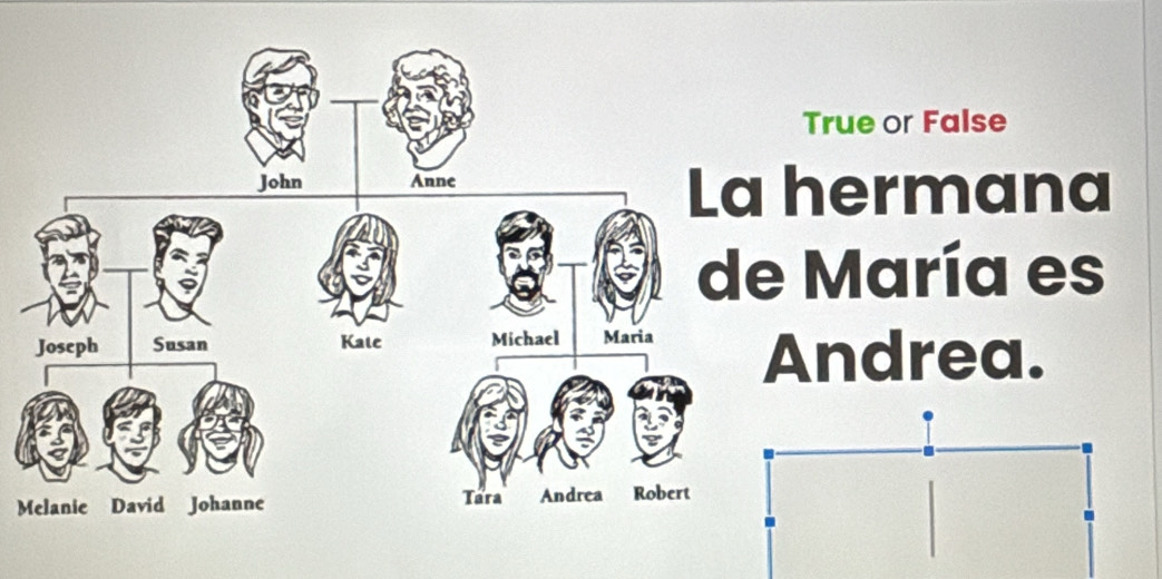 True or False 
hermana 
María es 
Andrea.
M