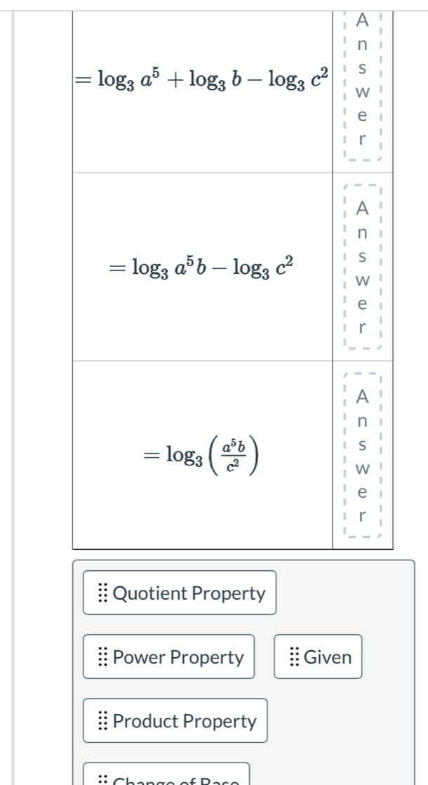 A |
Power Property Given
Product Property
: Ch