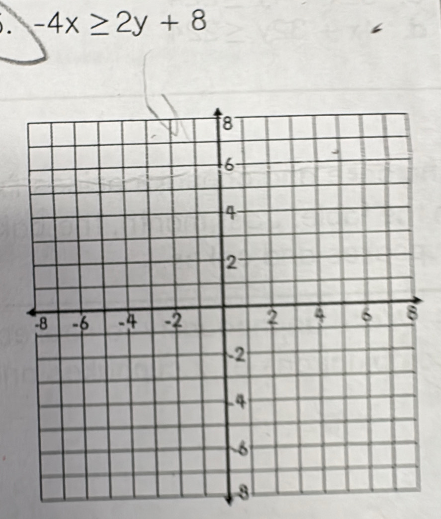 ). -4x≥ 2y+8