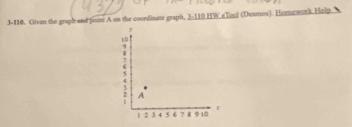 3-110. Given the graph and point A on the coordinate graph, 3-110 HW eTool (Desmos). Homework Help