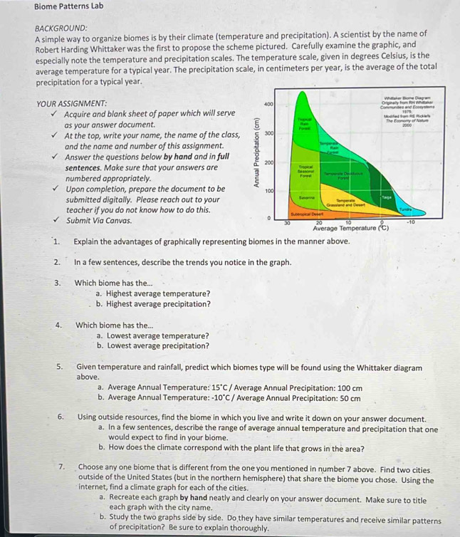 Solved: Biome Patterns Lab BACKGROUND: A simple way to organize biomes ...