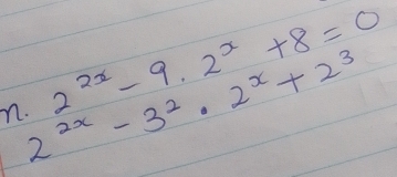 2^(2x)-9.2^x+8=0
2^(2x)-3^2· 2^x+2^3