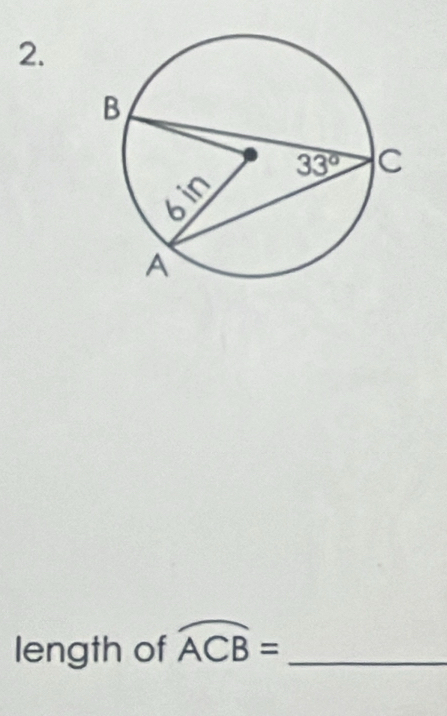 length of widehat ACB= _