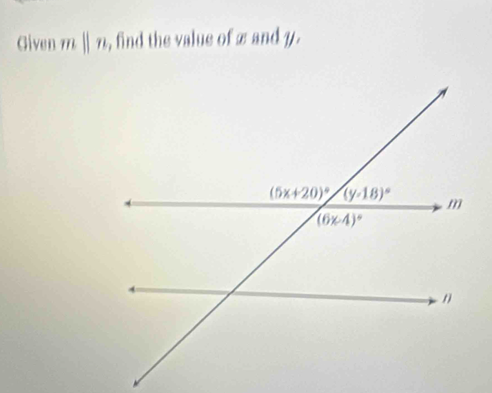 Given m||n , find the value of z and y .