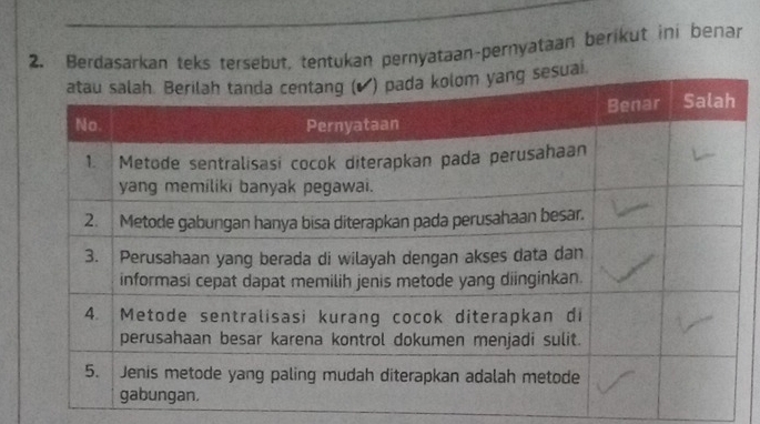 Berdasarkan teks tersebut, tentukan pernyataan-pernyataan berikut ini benar 
i