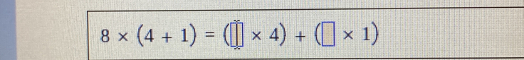 8* (4+1)=(□ * 4)+(□ * 1)