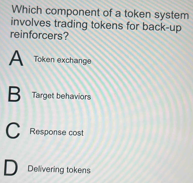 Solved: Which component of a token system involves trading tokens for ...
