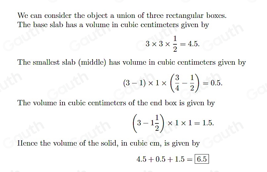 Solved: Calculate the volume of this compound shape. All units are in ...