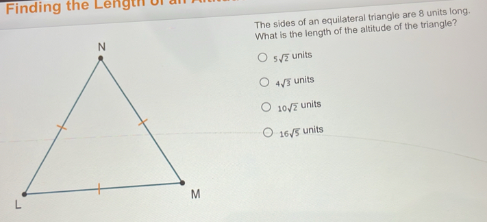 Resuelto:Finding the Length or The sides of an equilateral triangle are ...