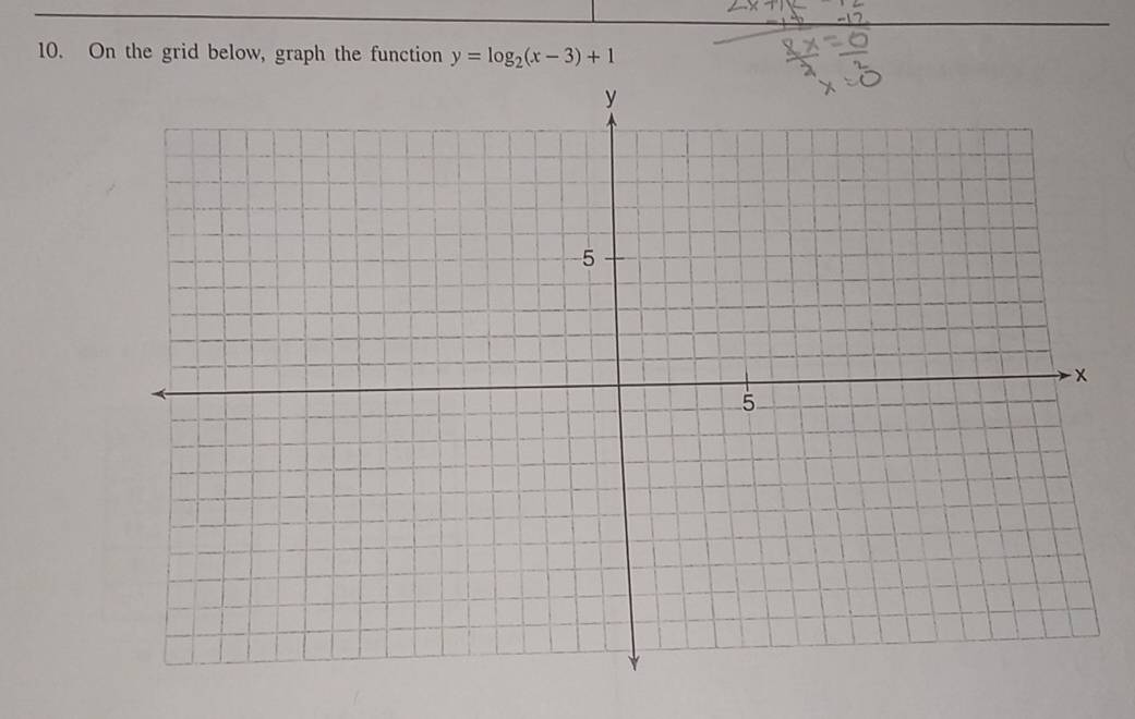 On the grid below, graph the function y=log _2(x-3)+1