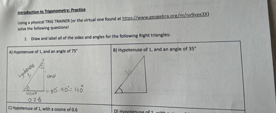 Solved: Introduction to Trigonometry: Practice Using a physical TRIG ...