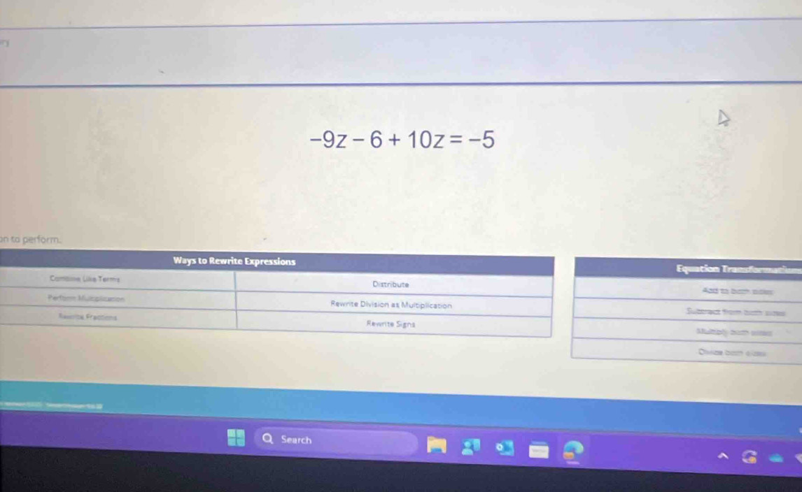 -9z-6+10z=-5
on to perform. 
n 
Search