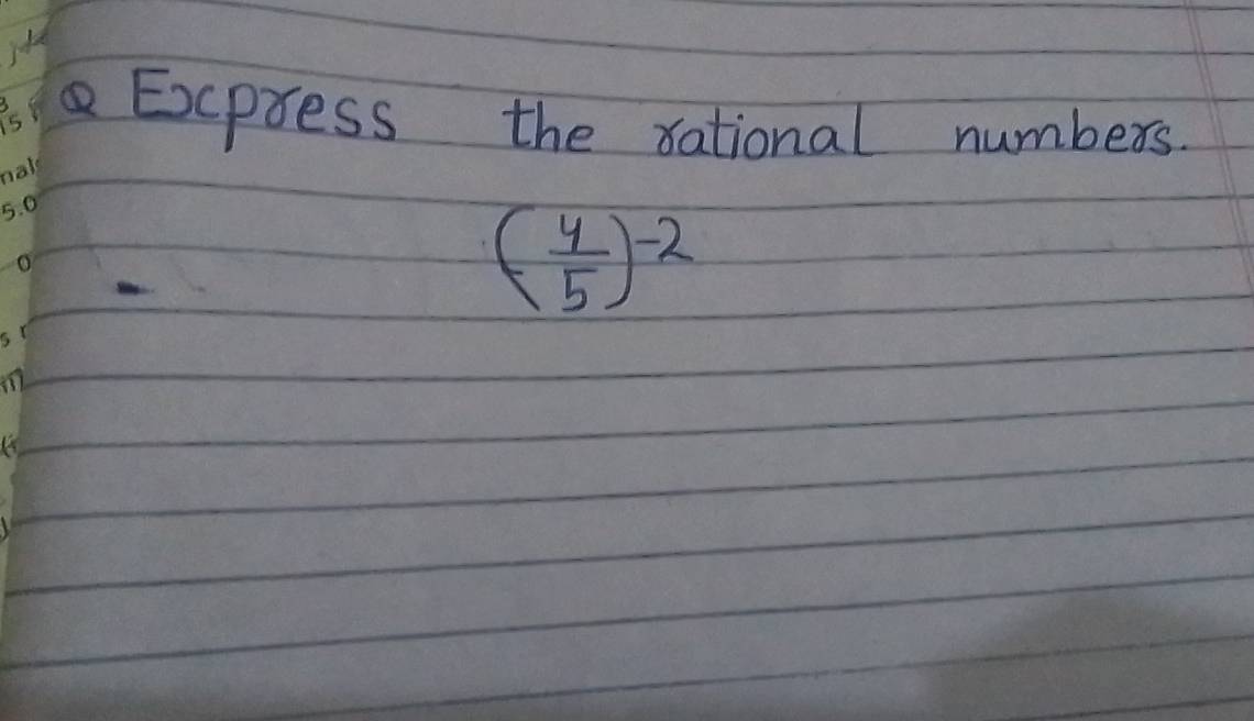 Excpress the rational numbers.
( 4/5 )^-2