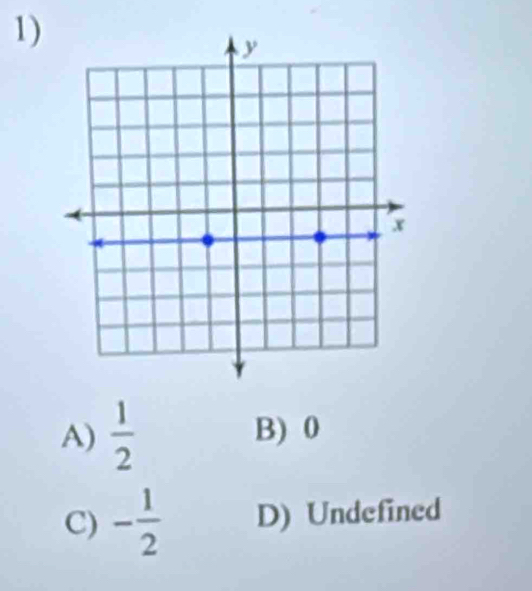 A)  1/2  B) 0
C) - 1/2  D) Undefined