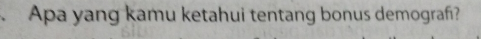 Apa yang kamu ketahui tentang bonus demografi?