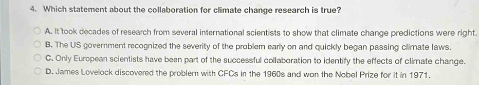 Solved: Which statement about the collaboration for climate change ...
