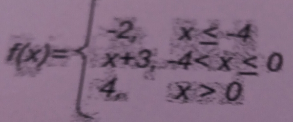 f(x)=beginarrayl -2,x≤ -4 x+3,-4 0endarray.