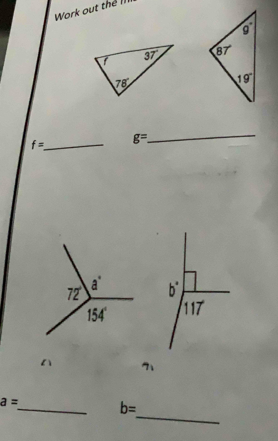 Work out the II
f= _
g=
_
71
_
a=
_
b=