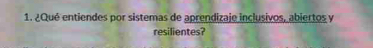 ¿Qué entiendes por sistemas de aprendizaje inclusivos, abiertos y 
resilientes?