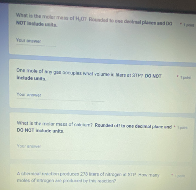 Solved: What is the molar mass of H_2O ? Rounded to one decimal places ...