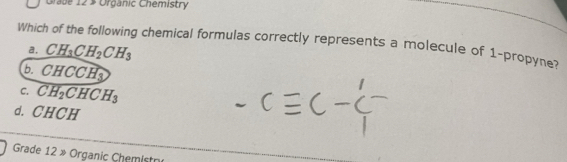 Solved: Grade 12 $ Organic Chemistry Which of the following chemical ...