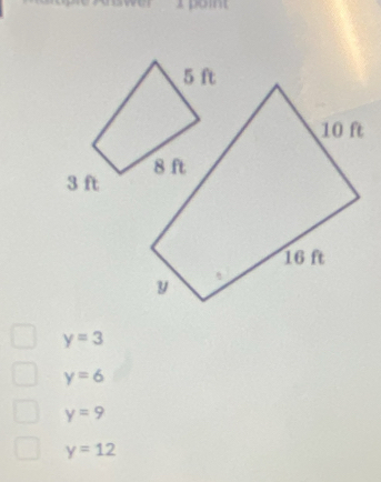 3 ft
y=3
y=6
y=9
y=12