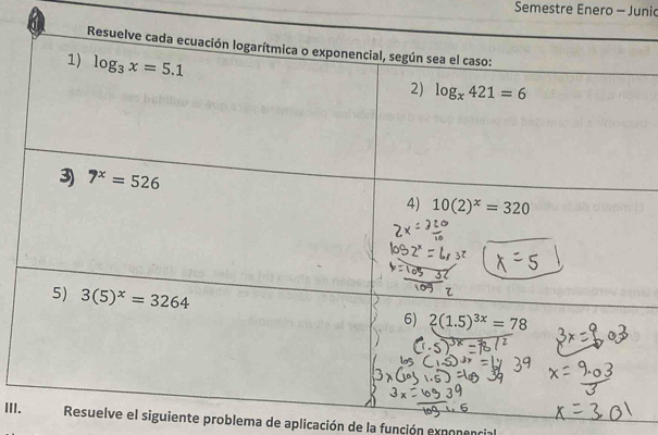 Semestre Enero - Junic
IIIuelve el siguiente problema de aplicación de la función exponencial