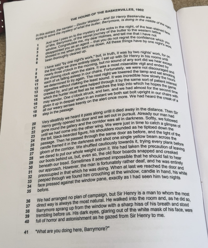 Solved: THE HOUND OF THE BASKERVILLES, 1902 In this extract, the ...