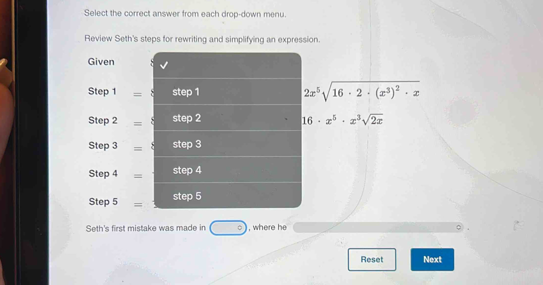 Solved: Select the correct answer from each drop-down menu. Review Seth ...
