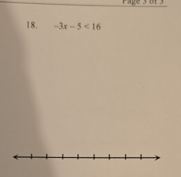 Page 3 of 3 
18. -3x-5<16</tex>