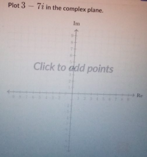 Plot 3-7i in the complex plane. 
e